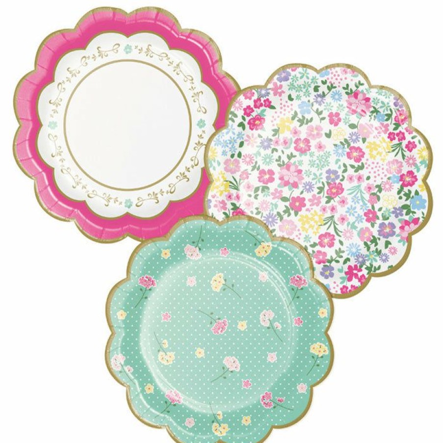 Birthdays * | Creative Converting Floral Tea Party Scalloped Plate 7 Assorted Florals, 8 Ct