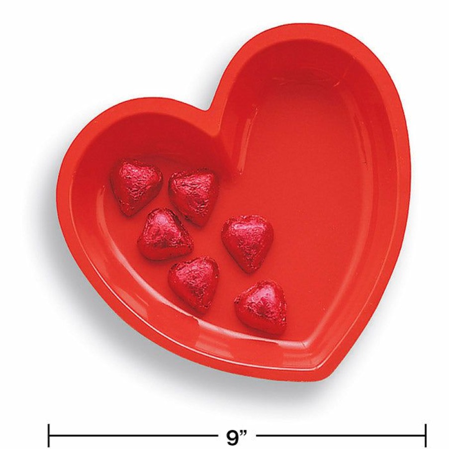 Holidays * | Creative Converting Valentine'S Day Party Decorations Red Heart Plastic Serving Tray