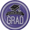 Graduation Party Supplies * | Creative Converting Graduation School Spirit Purple Paper Plates, 18 Ct Graduation Party Supplies