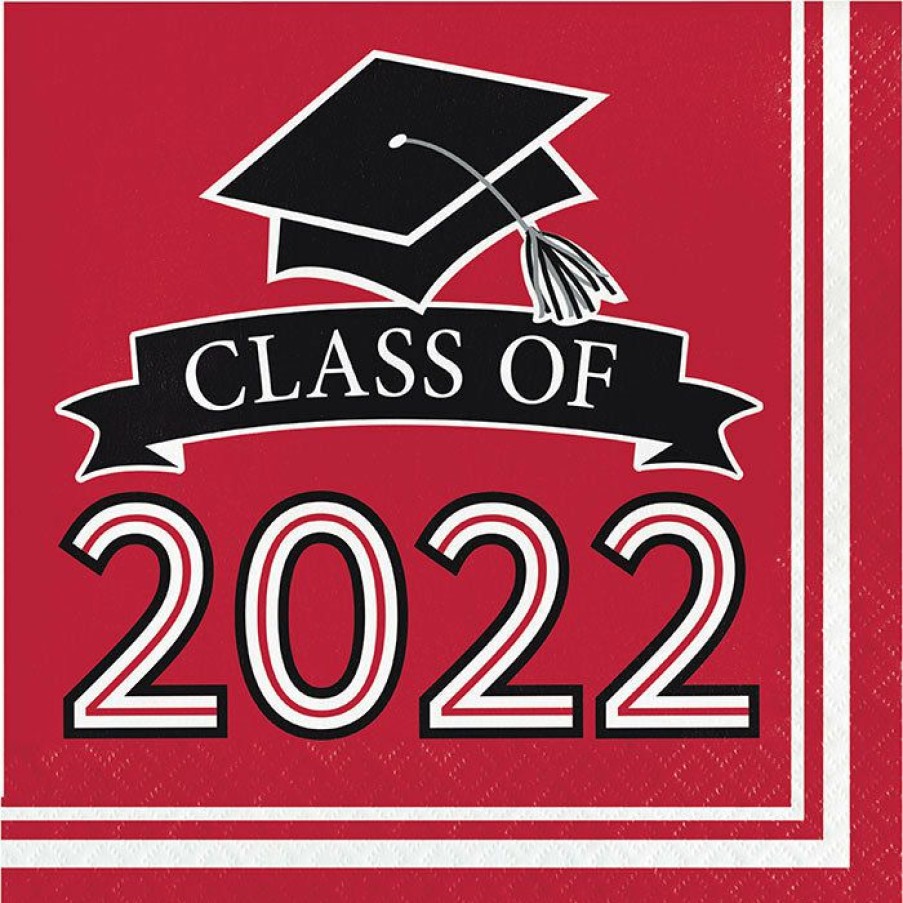 Graduation Party Supplies * | Creative Converting Graduation Party Supplies Classic Red Class Of 2022 Luncheon Napkins,36Ct