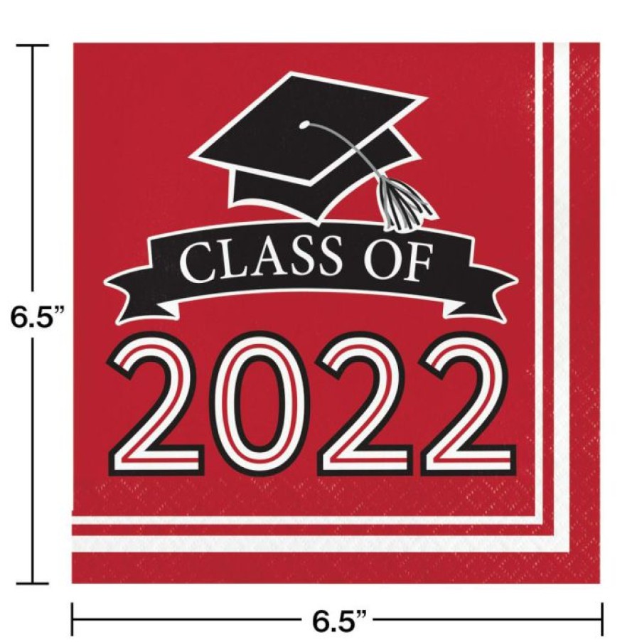 Graduation Party Supplies * | Creative Converting Graduation Party Supplies Classic Red Class Of 2022 Luncheon Napkins,36Ct