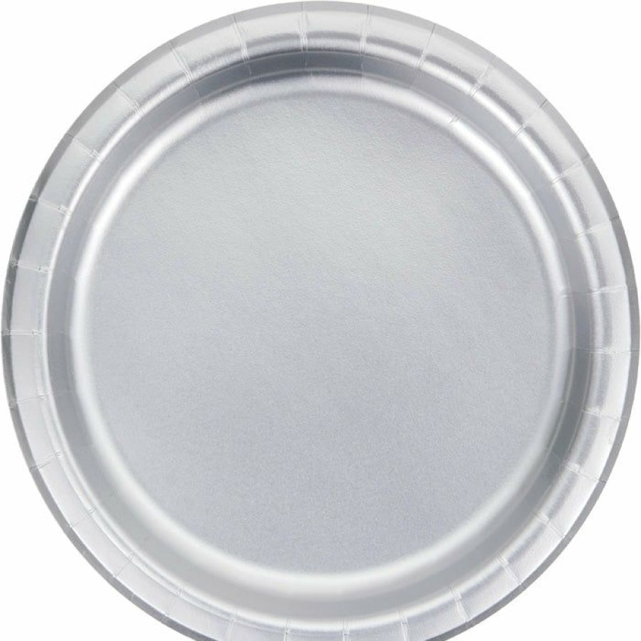 Bridal And Wedding * | Creative Converting Silver Foil Paper Plates, Pack Of 8