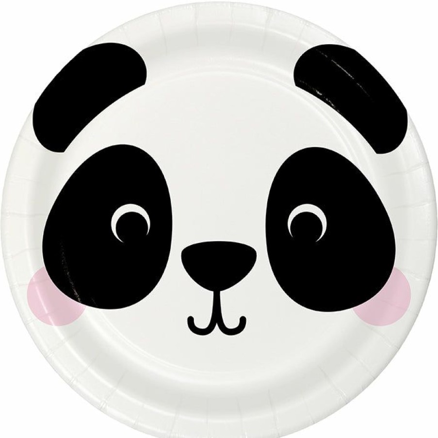 Birthdays * | Creative Converting Animal Faces Dinner Plate, Panda 8Ct Kids Birthday Party Themes