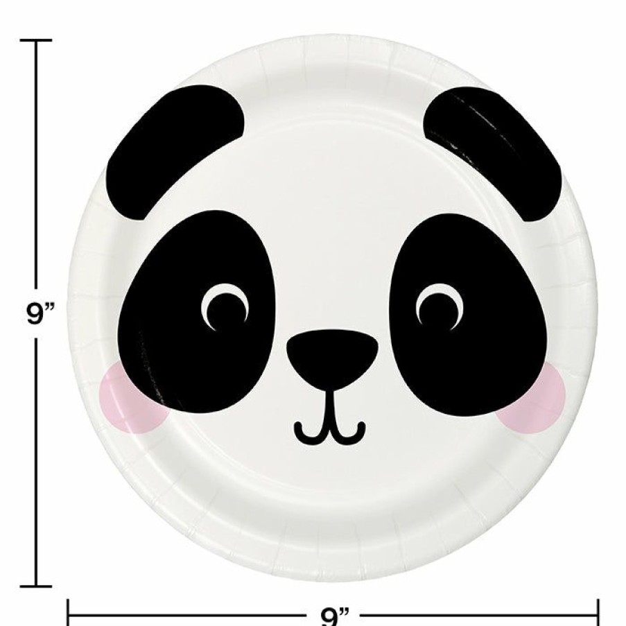 Birthdays * | Creative Converting Animal Faces Dinner Plate, Panda 8Ct Kids Birthday Party Themes