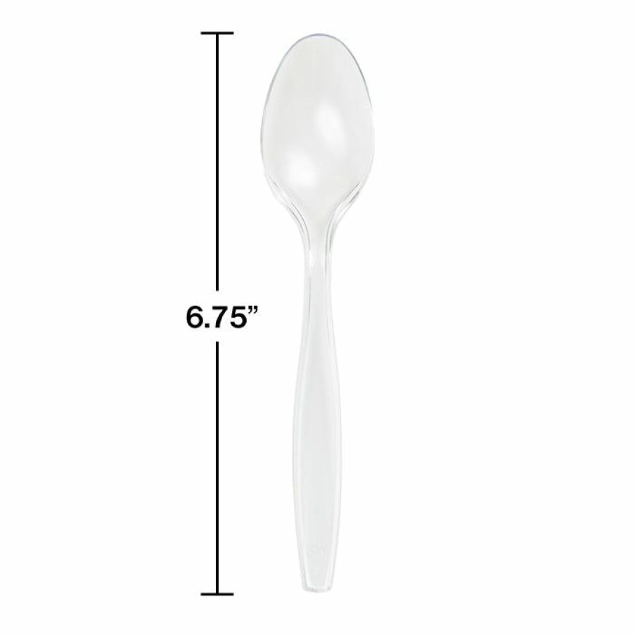 Solid Color Tableware * | Creative Converting Clear Plastic Spoons, 50 Ct Solid Color Tableware