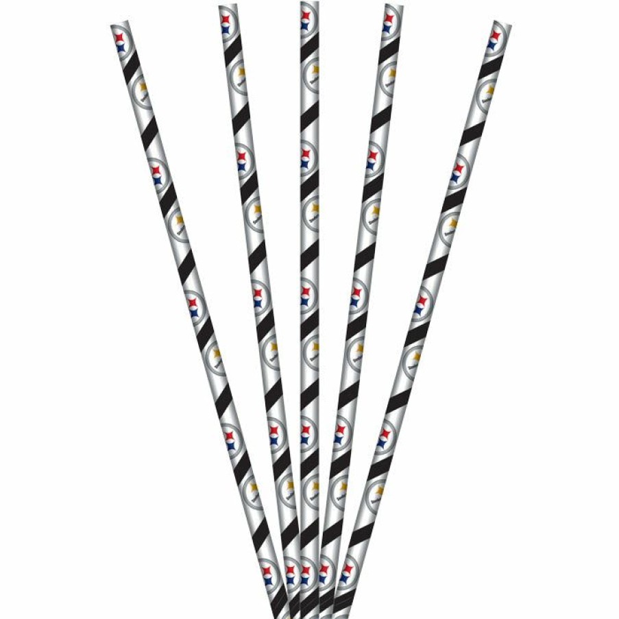 Sports * | Creative Converting Nfl And Football Party Supplies Pittsburgh Steelers Paper Straws, 24 Ct