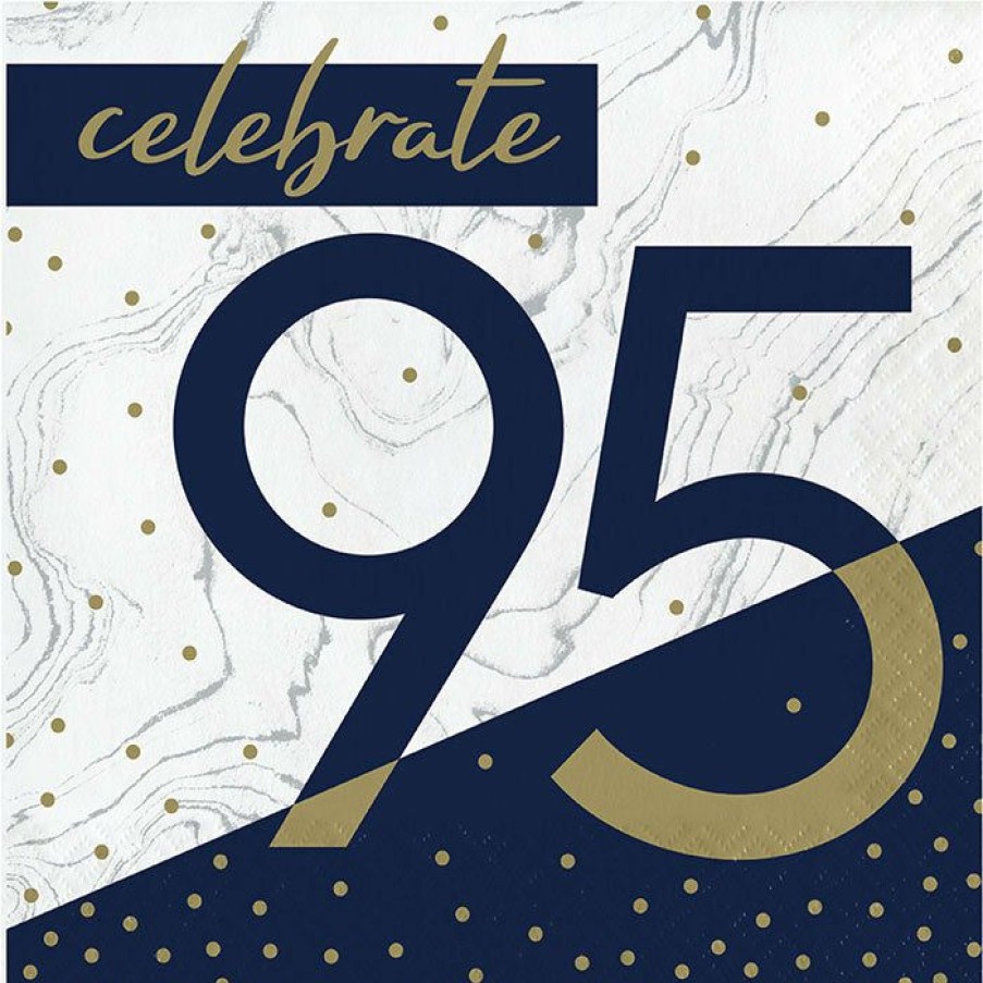 Birthdays * | Creative Converting Adult Birthday Party Themes Navy & Gold Milestone Luncheon Napkin, 95 16Ct