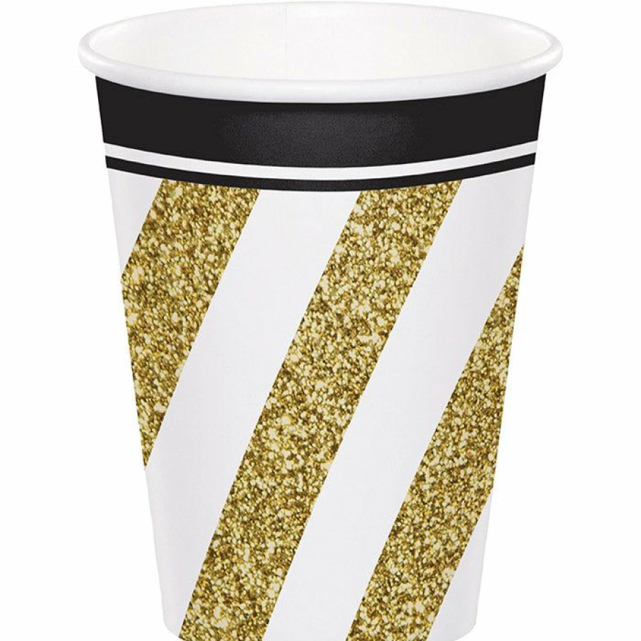 Birthdays * | Creative Converting Black & Gold Hot/Cold Paper Cups 9 Oz., 8 Ct Adult Birthday Party Themes