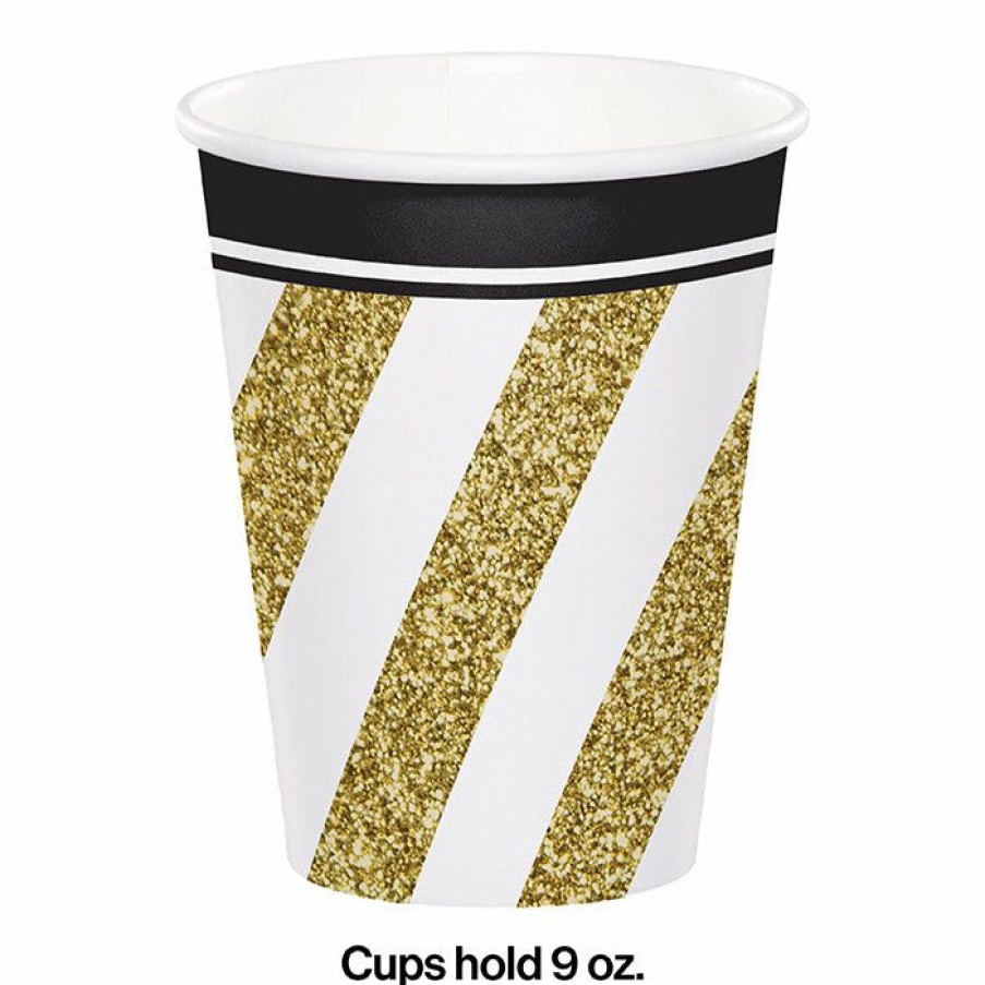 Birthdays * | Creative Converting Black & Gold Hot/Cold Paper Cups 9 Oz., 8 Ct Adult Birthday Party Themes