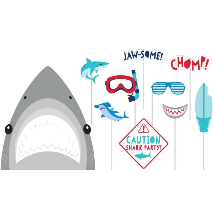 Birthdays * | Creative Converting Shark Party Photo Booth Props (10/Pkg)