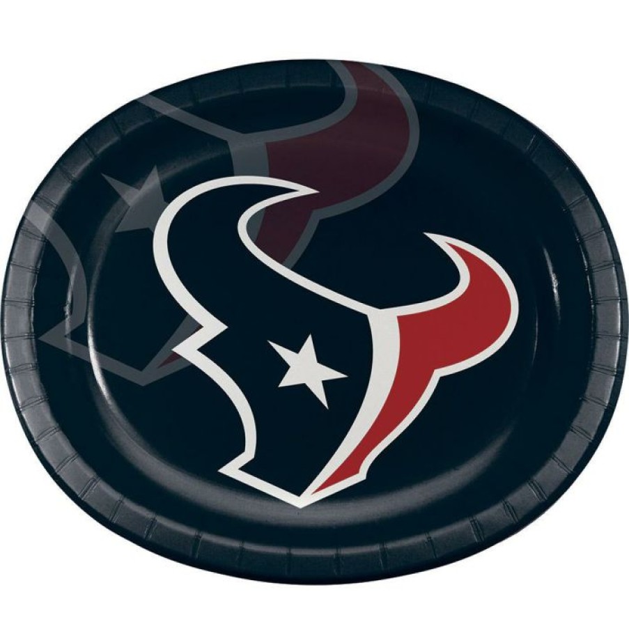 Sports * | Creative Converting Houston Texans Oval Platter 10 X 12 , 8 Ct