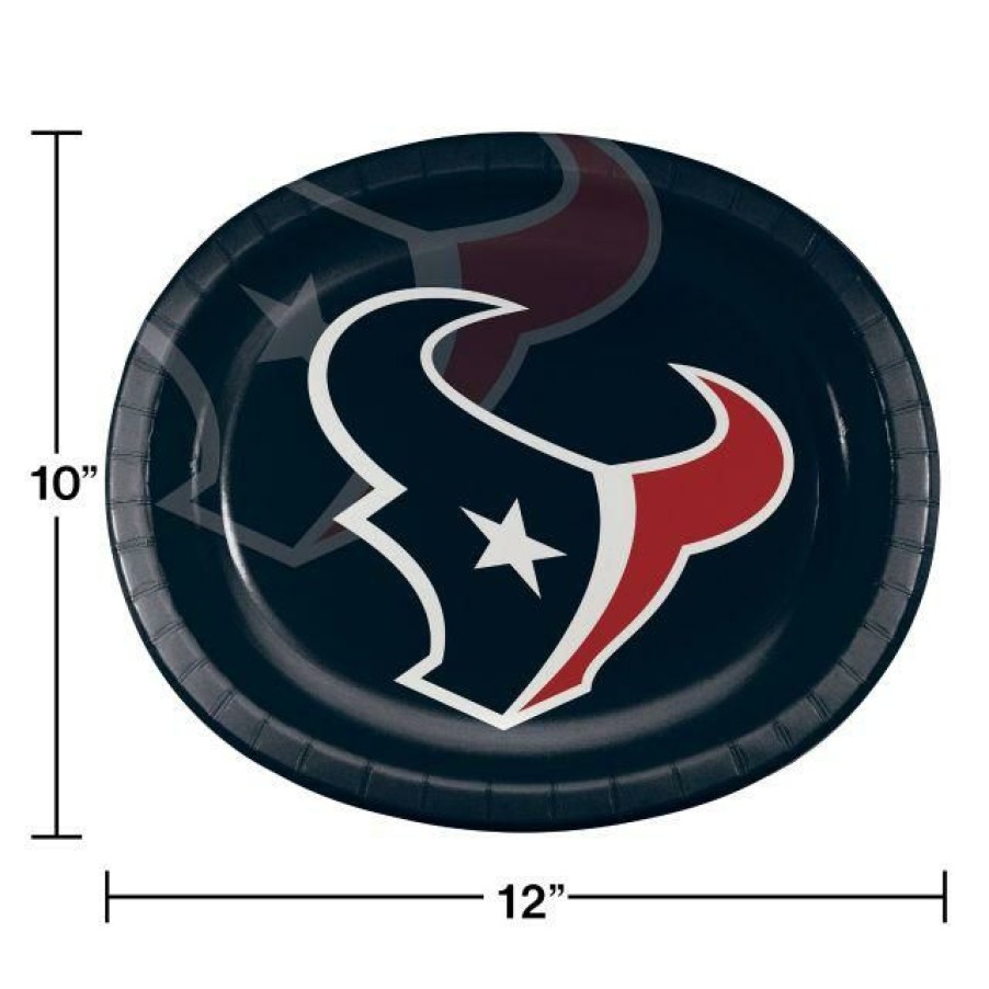 Sports * | Creative Converting Houston Texans Oval Platter 10 X 12 , 8 Ct