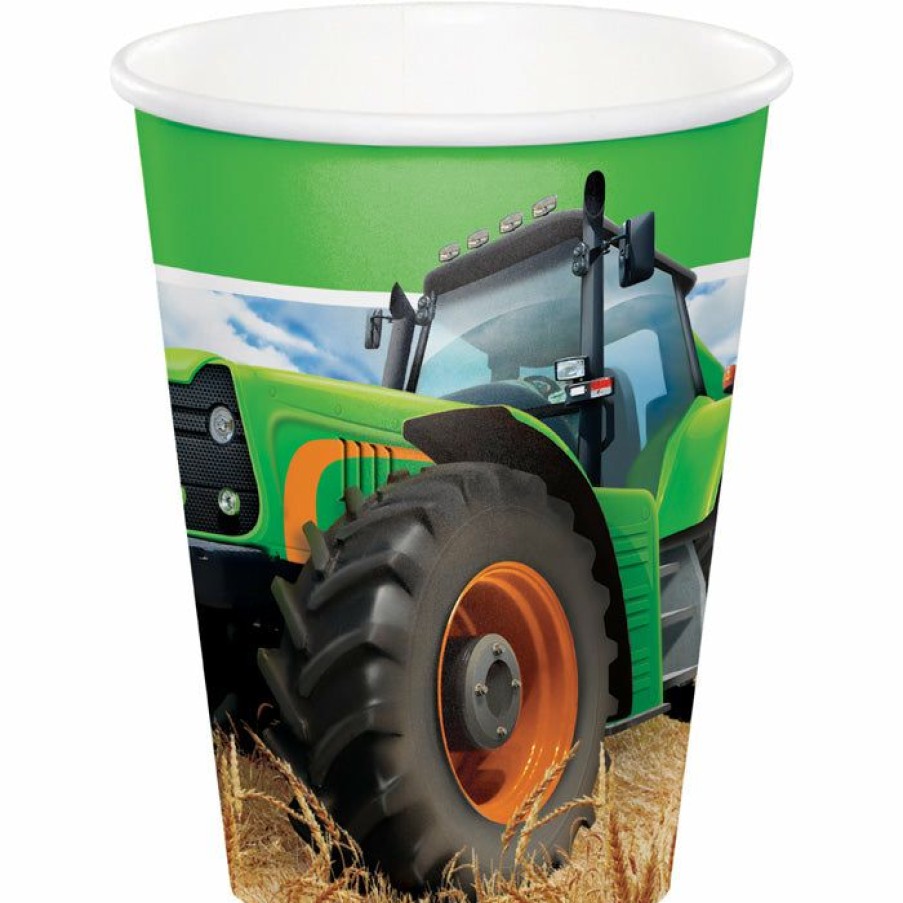 Birthdays * | Creative Converting Tractor Time Hot/Cold Paper Paper Cups 9 Oz., 8 Ct Kids Birthday Party Themes