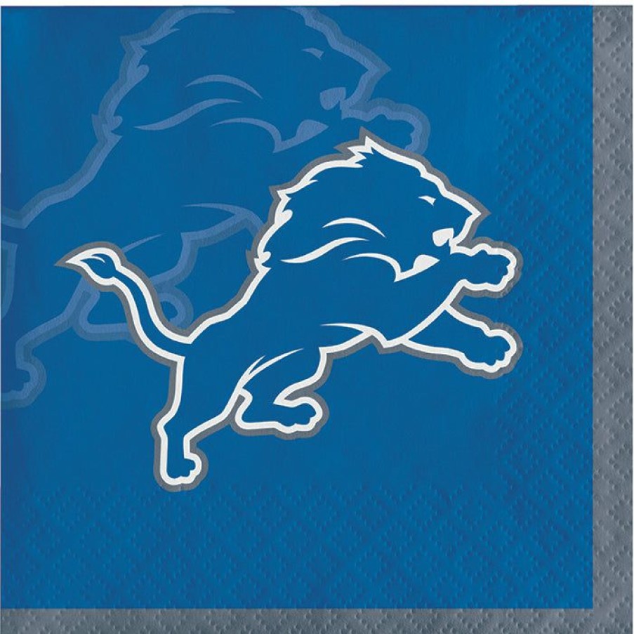 Sports * | Creative Converting Detroit Lions Beverage Napkins, 16 Ct Nfl And Football Party Supplies