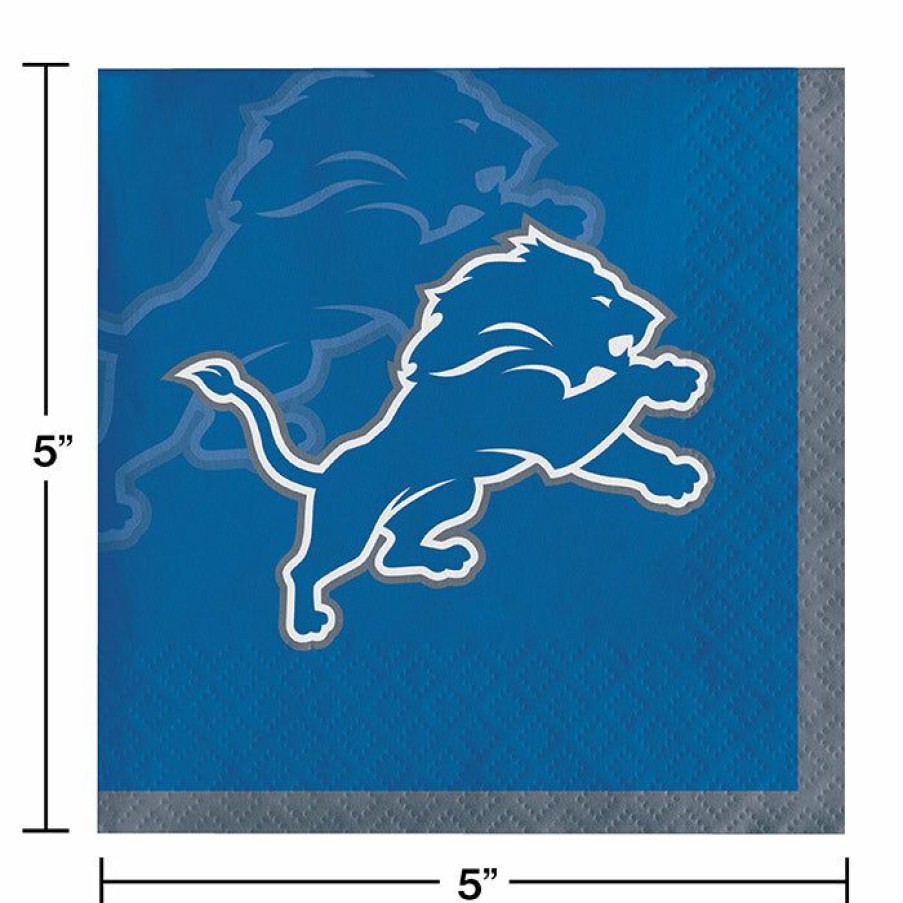 Sports * | Creative Converting Detroit Lions Beverage Napkins, 16 Ct Nfl And Football Party Supplies