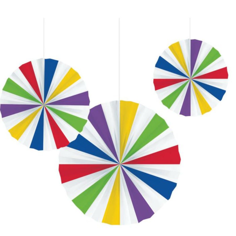 General Decorations * | Creative Converting Primary Color Paper Fans, 16 , 12 , 10 3Ct