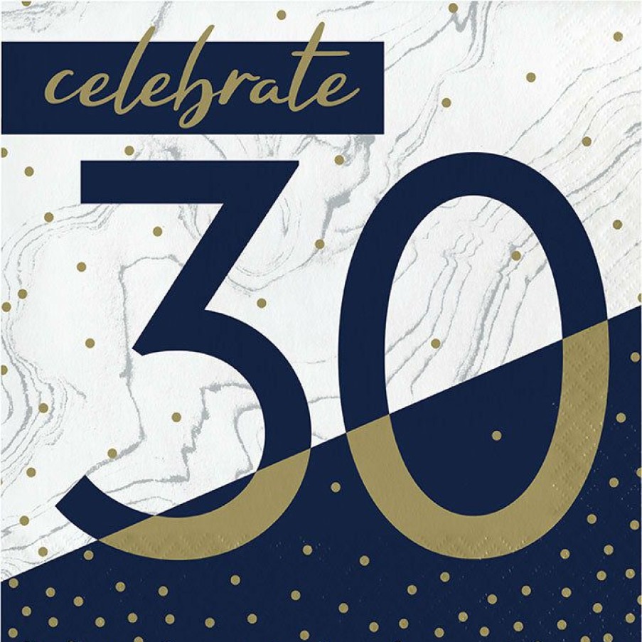 Birthdays * | Creative Converting Navy & Gold Milestone Luncheon Napkin, 30 16Ct