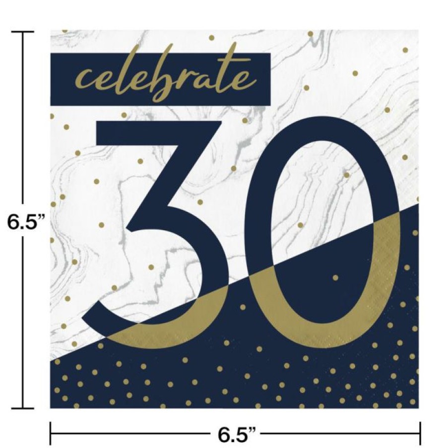 Birthdays * | Creative Converting Navy & Gold Milestone Luncheon Napkin, 30 16Ct