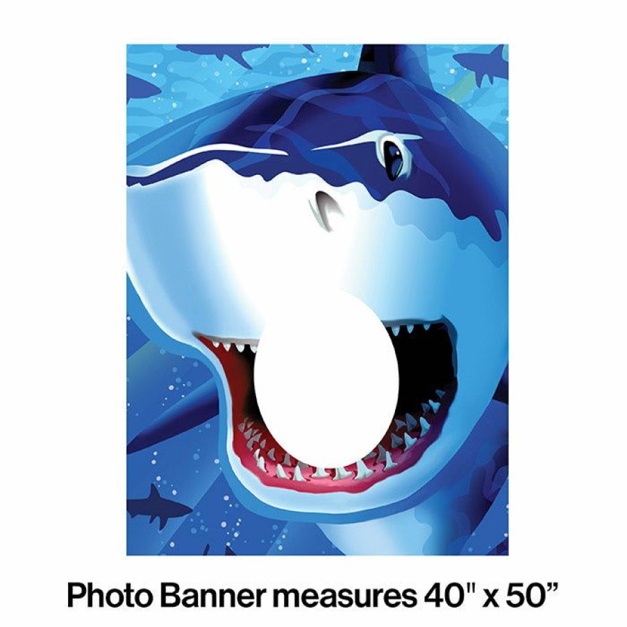 Birthdays * | Creative Converting Shark Splash Photo Op Banner Kids Birthday Party Themes