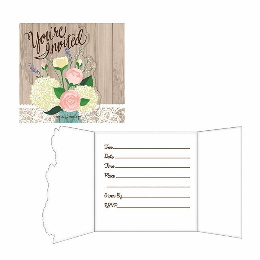 Bridal And Wedding * | Creative Converting Bridal And Wedding Rustic Wedding Invitation, Gatefold (48/Case)