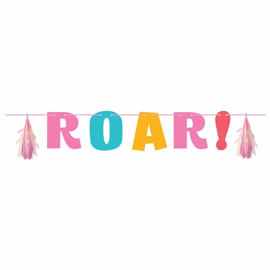 Birthdays * | Creative Converting Girl Dino Party Letter Banner W/ Tassles, Iridescent