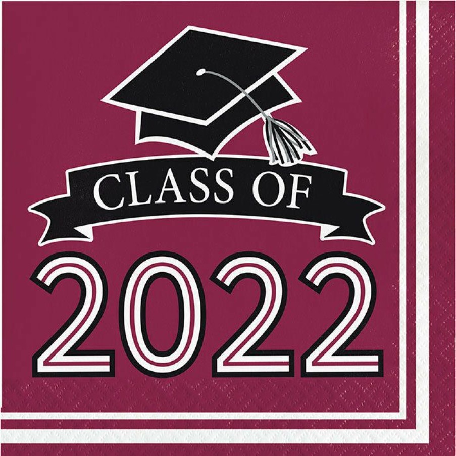 Graduation Party Supplies * | Creative Converting Burgundy Class Of 2022 Luncheon Napkins, 36Ct Graduation Party Supplies