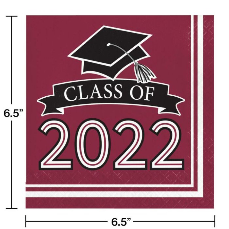 Graduation Party Supplies * | Creative Converting Burgundy Class Of 2022 Luncheon Napkins, 36Ct Graduation Party Supplies