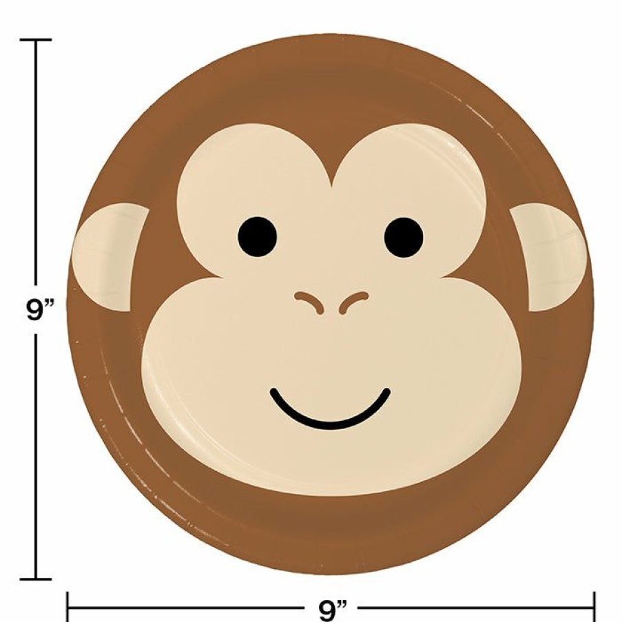 Birthdays * | Creative Converting Animal Faces Dinner Plate, Monkey 8Ct