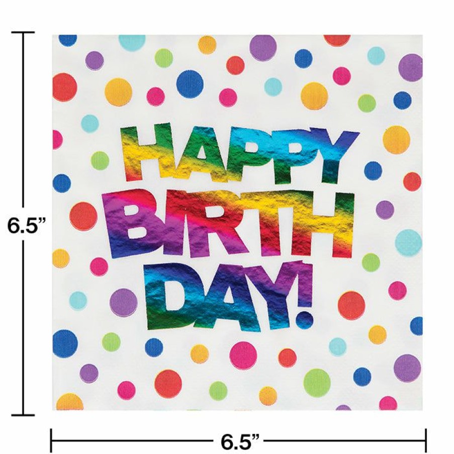 Birthdays * | Creative Converting Rainbow Foil Birthday Napkins, 16 Ct