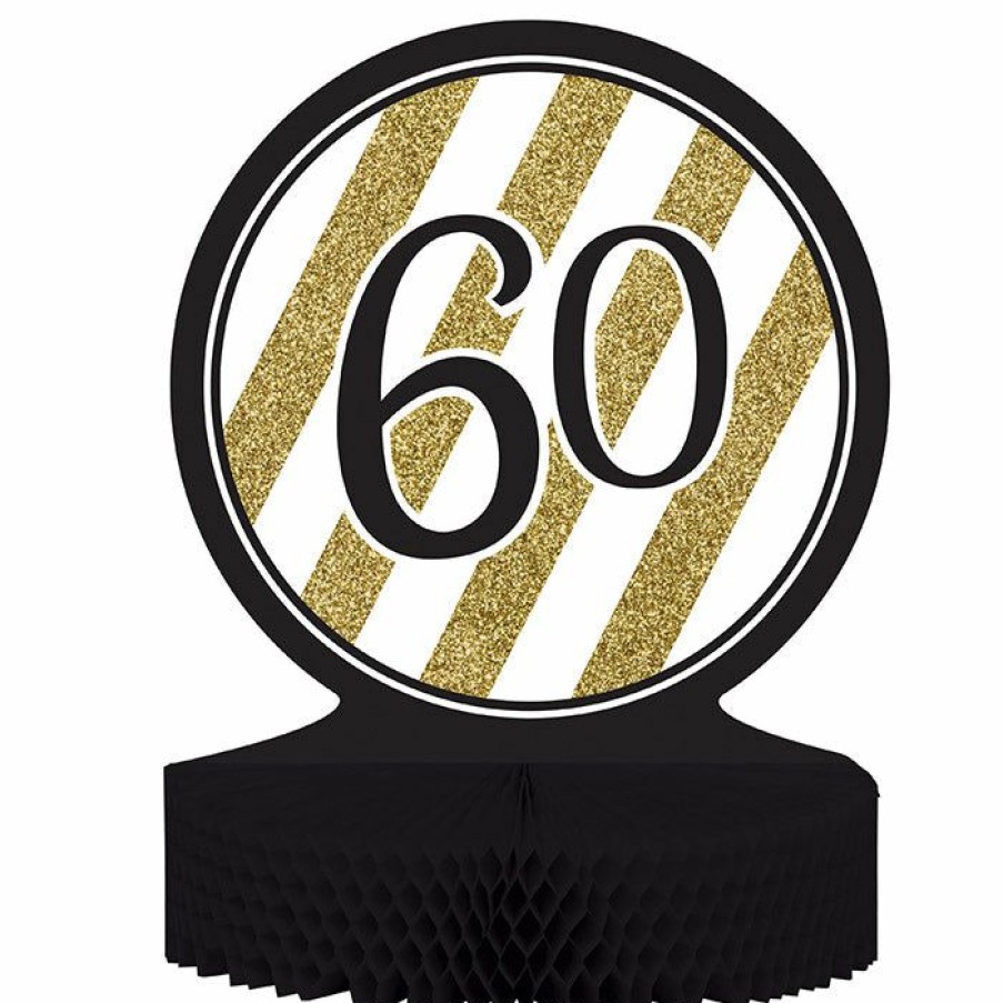 Birthdays * | Creative Converting Black And Gold 60Th Birthday Centerpiece