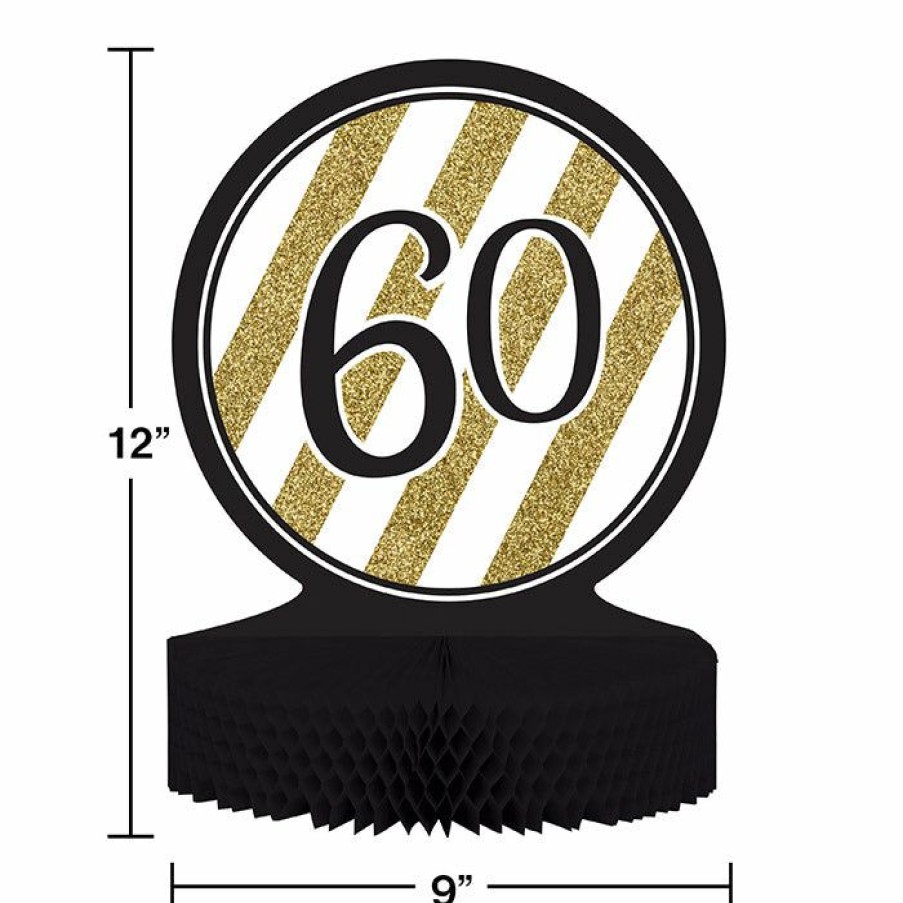 Birthdays * | Creative Converting Black And Gold 60Th Birthday Centerpiece