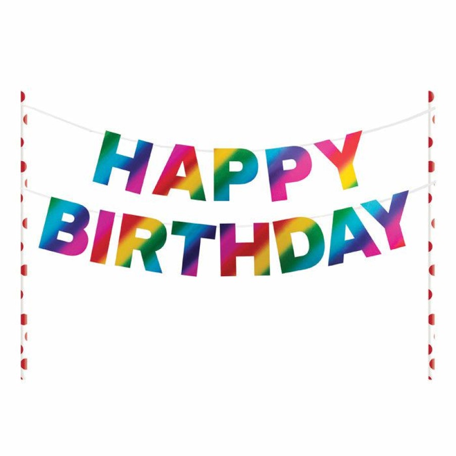 Birthdays * | Creative Converting Kids Birthday Party Themes Rainbow Foil Happy Birthday Cake Banner