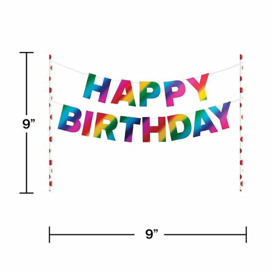 Birthdays * | Creative Converting Kids Birthday Party Themes Rainbow Foil Happy Birthday Cake Banner