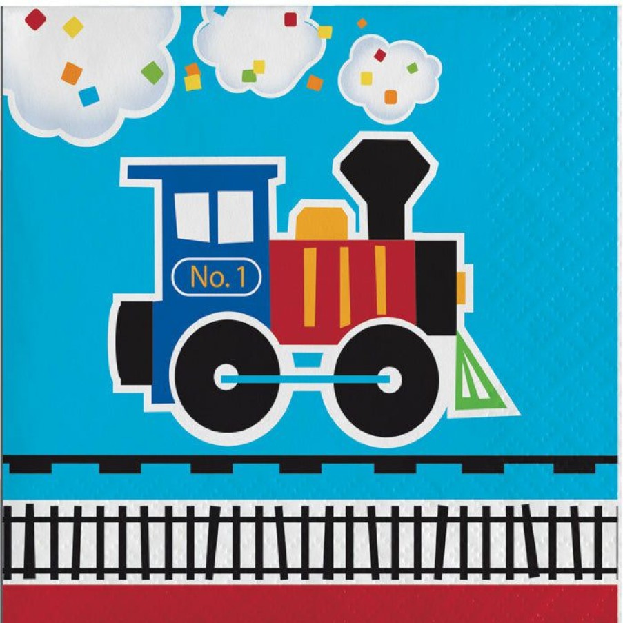 Birthdays * | Creative Converting 1St Birthday Party Themes All Aboard Train Beverage Napkins, 16 Ct