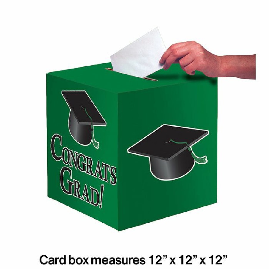 Graduation Party Supplies * | Creative Converting Graduation Card Box, Grad, 9 Green Graduation Party Supplies