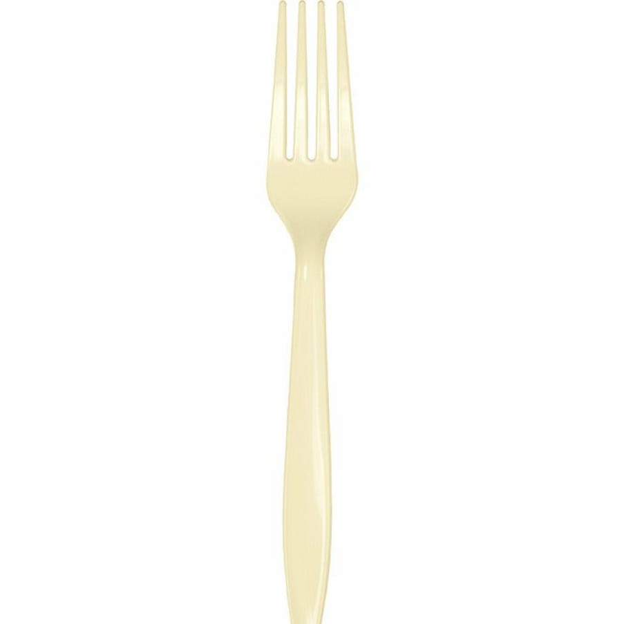 Solid Color Tableware * | Creative Converting Ivory Plastic Forks, 50 Ct Solid Color Tableware