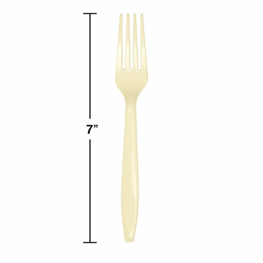 Solid Color Tableware * | Creative Converting Ivory Plastic Forks, 50 Ct Solid Color Tableware