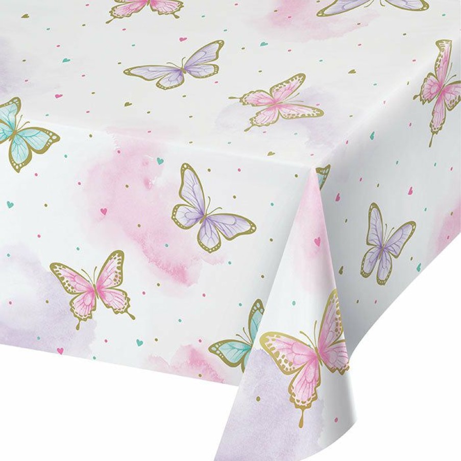 Birthdays * | Creative Converting Butterfly Shimmer Tablecover, Paper 1Ct Kids Birthday Party Themes