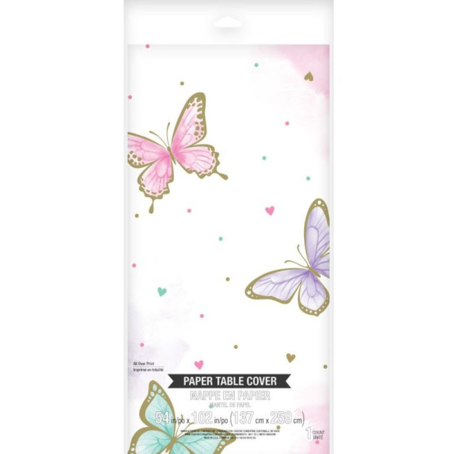 Birthdays * | Creative Converting Butterfly Shimmer Tablecover, Paper 1Ct Kids Birthday Party Themes