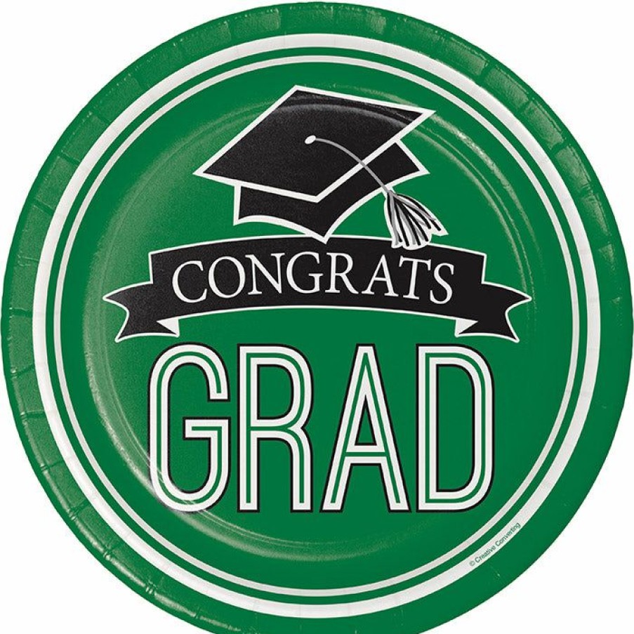 Graduation Party Supplies * | Creative Converting Graduation School Spirit Green Dessert Plates, 18 Ct Graduation Party Supplies