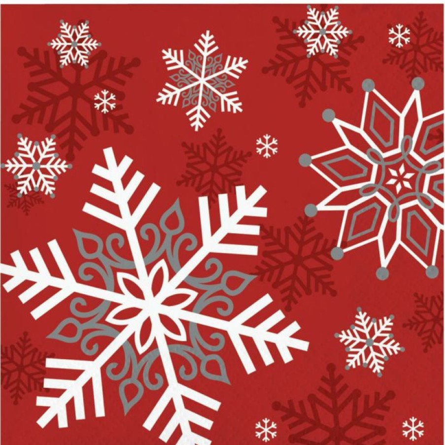 Holidays * | Creative Converting Christmas Party Supplies Winter Snowflakes Beverage Napkin, 16 Ct