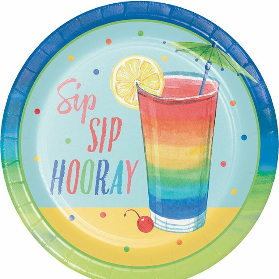 Holidays * | Creative Converting Summer Cocktails Dessert Plate, Sip Sip Hooray 8Ct Summer, Bbq And Picnic Themed Decorations