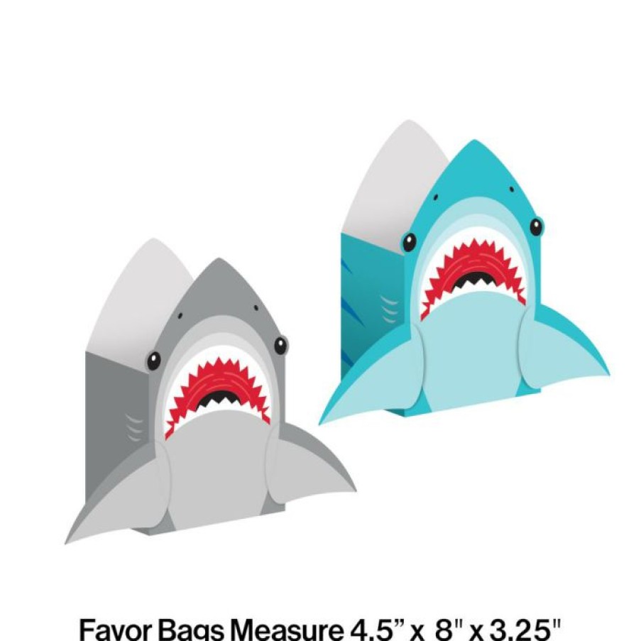 Birthdays * | Creative Converting Shark Party Paper Treat Bag With Attachments (8/Pkg) Kids Birthday Party Themes