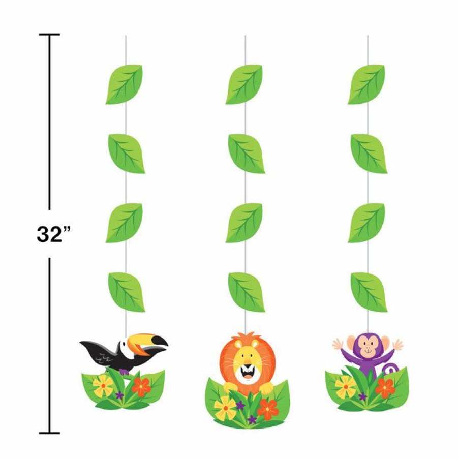 Birthdays * | Creative Converting Jungle Safari Hanging Cutouts, 3 Ct Kids Birthday Party Themes