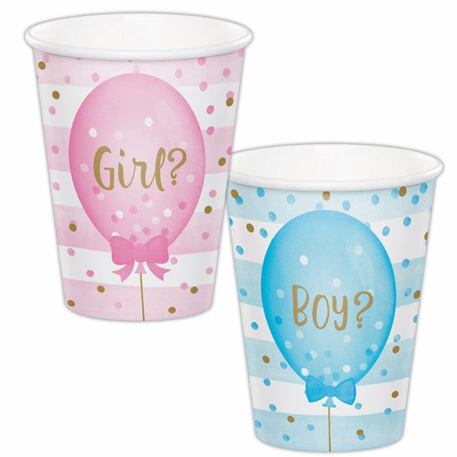 Baby Showers * | Creative Converting Gender Reveal Balloons Hot/Cold Paper Cups 9 Oz., 8 Ct