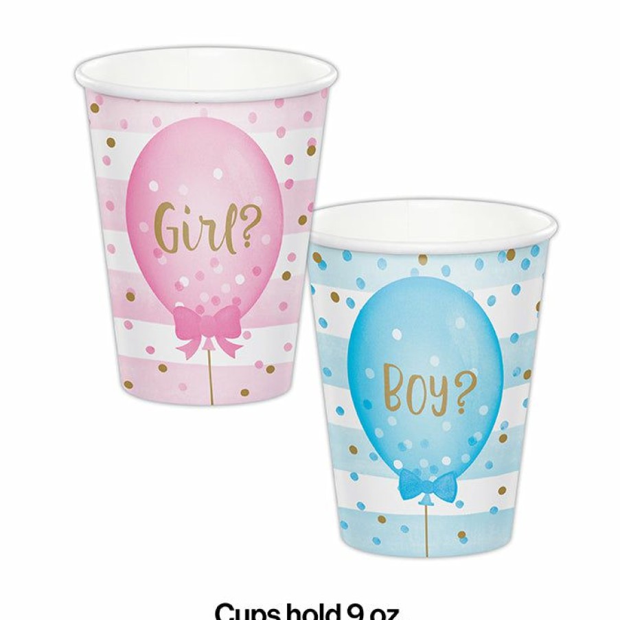 Baby Showers * | Creative Converting Gender Reveal Balloons Hot/Cold Paper Cups 9 Oz., 8 Ct