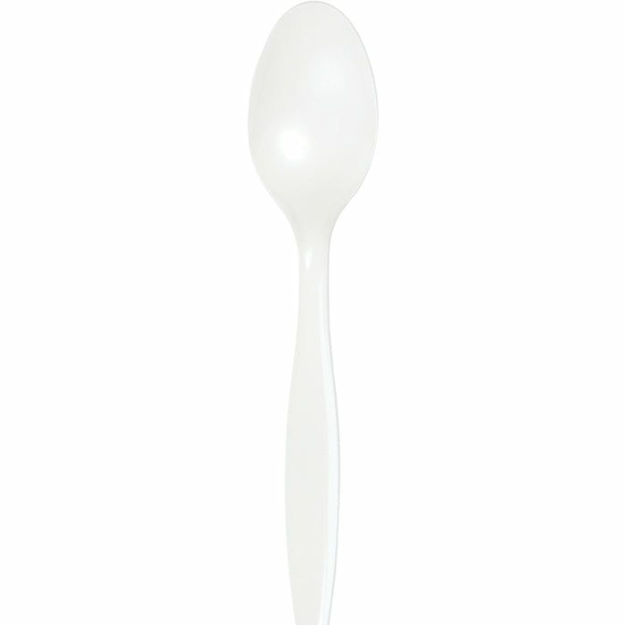 Solid Color Tableware * | Creative Converting White Premium Plastic Spoons, 24 Ct