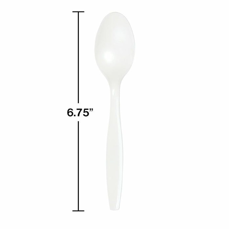 Solid Color Tableware * | Creative Converting White Premium Plastic Spoons, 24 Ct