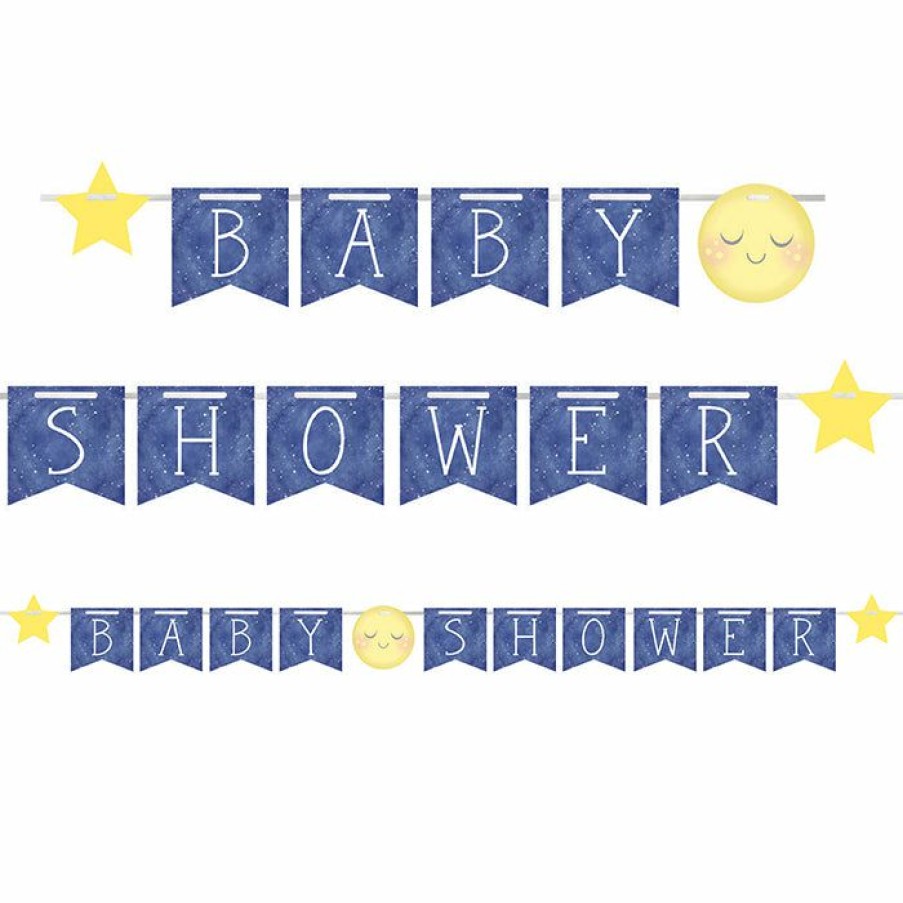 Baby Showers * | Creative Converting To The Moon And Back Ribbon Banner Shaped (6/Case) Baby Showers