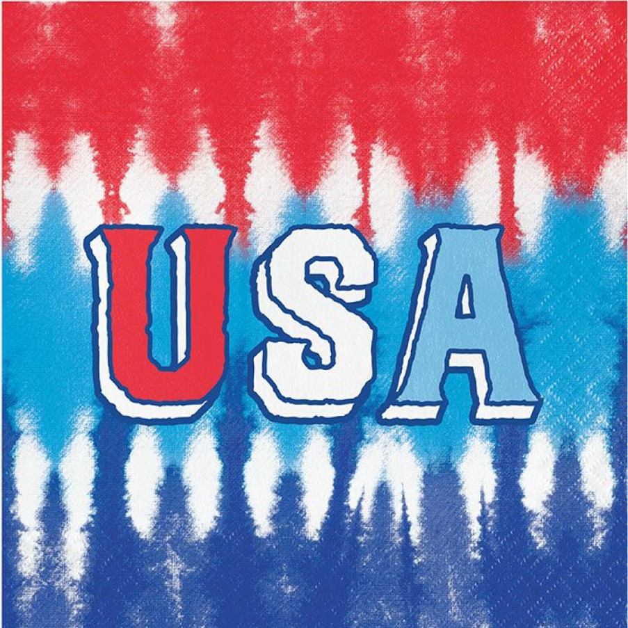 Holidays * | Creative Converting Patriotic And 4Th Of July Party Decorations Patriotic Tie Dye Luncheon Napkin 16Ct